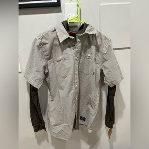 New Boys Nike Button Up Hooded Thermal Sleeves Green Size Large